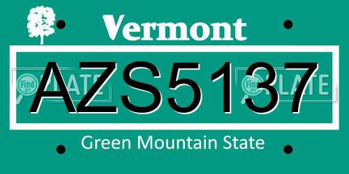 AZS5137 Vermont License Plate