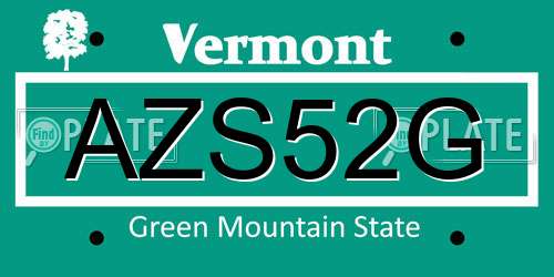 AZS52G Vermont License Plate