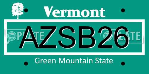 AZSB26 Vermont License Plate