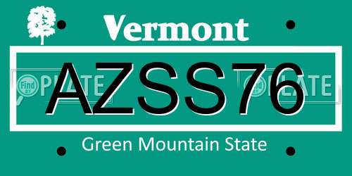 AZSS76 Vermont License Plate