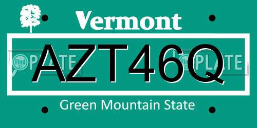 AZT46Q Vermont License Plate