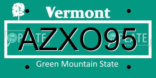 AZXO95 Vermont License Plate