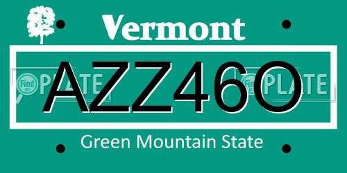 AZZ46O Vermont License Plate