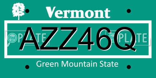 AZZ46Q Vermont License Plate
