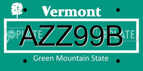 AZZ99B Vermont License Plate