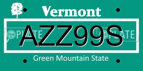 AZZ99S Vermont License Plate