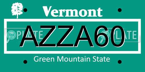 AZZA60 Vermont License Plate
