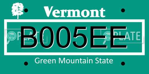 B005EE Vermont License Plate