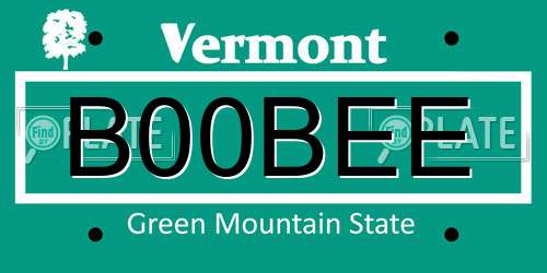 B00BEE Vermont License Plate
