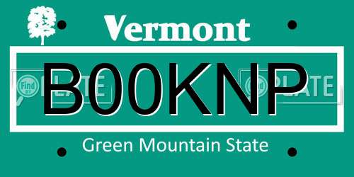 B00KNP Vermont License Plate