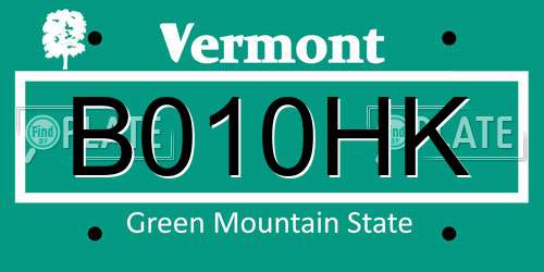 B010HK Vermont License Plate