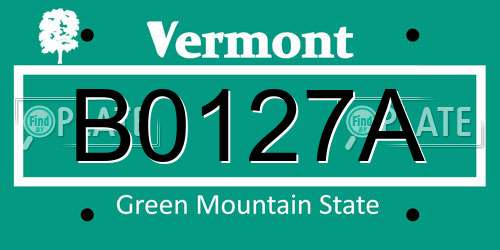 B0127A Vermont License Plate