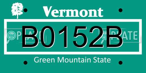 B0152B Vermont License Plate