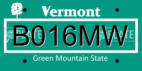 B016MW Vermont License Plate