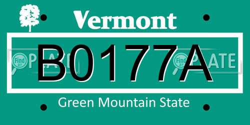 B0177A Vermont License Plate