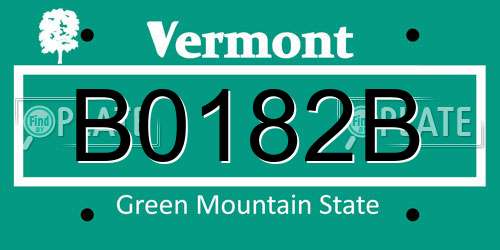 B0182B Vermont License Plate