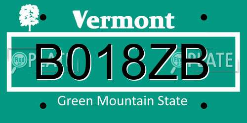 B018ZB Vermont License Plate