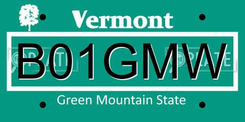 B01GMW Vermont License Plate