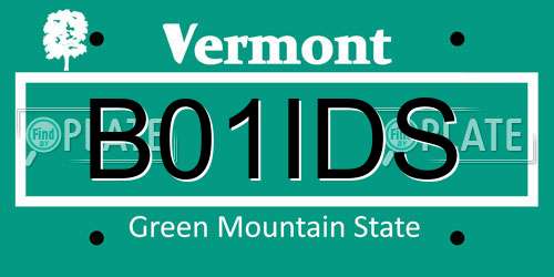 B01IDS Vermont License Plate