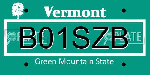 B01SZB Vermont License Plate