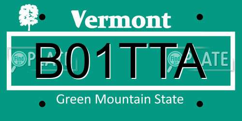 B01TTA Vermont License Plate