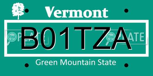 B01TZA Vermont License Plate