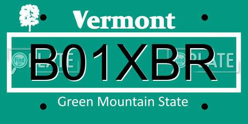 B01XBR Vermont License Plate