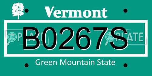 B0267S Vermont License Plate