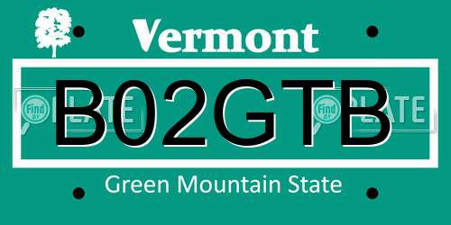 B02GTB Vermont License Plate