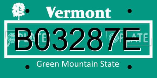 B03287E Vermont License Plate