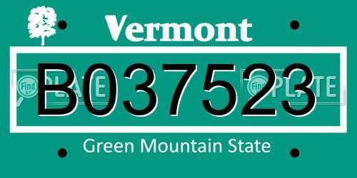 B037523 Vermont License Plate