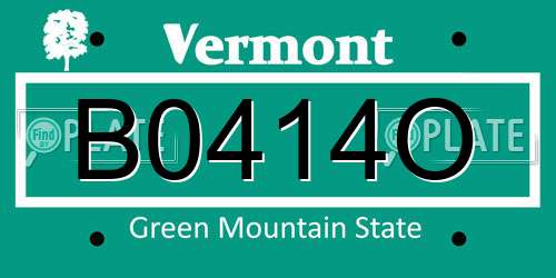 B0414O Vermont License Plate
