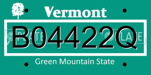 B04422Q Vermont License Plate