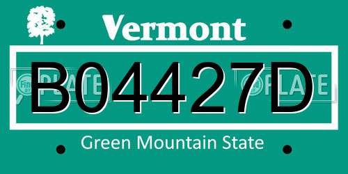 B04427D Vermont License Plate