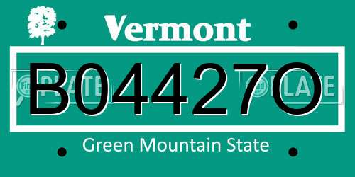 B04427O Vermont License Plate