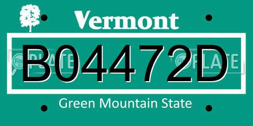 B04472D Vermont License Plate
