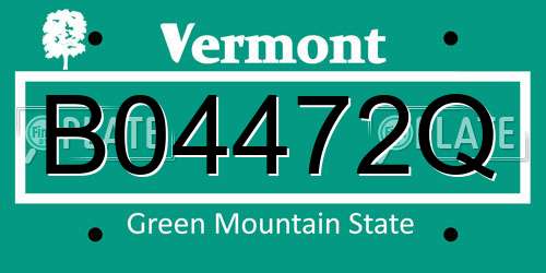 B04472Q Vermont License Plate