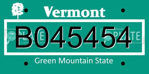 B045454 Vermont License Plate