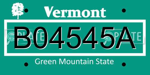 B04545A Vermont License Plate