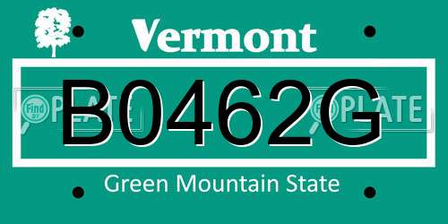 B0462G Vermont License Plate