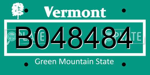 B048484 Vermont License Plate