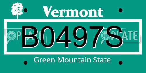 B0497S Vermont License Plate