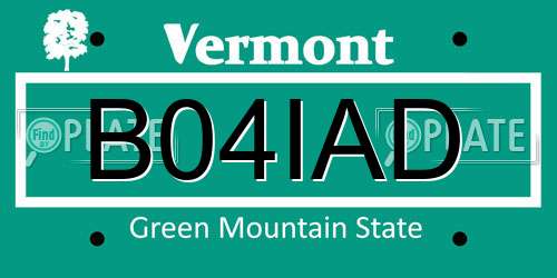 B04IAD Vermont License Plate