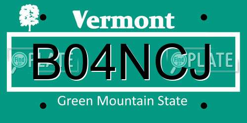 B04NCJ Vermont License Plate