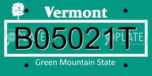 B05021T Vermont License Plate