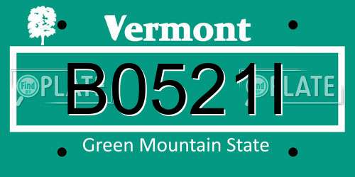 B0521I Vermont License Plate