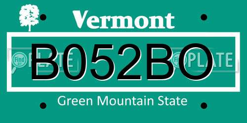 B052BO Vermont License Plate