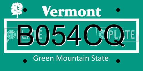 B054CQ Vermont License Plate