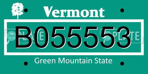 B055553 Vermont License Plate