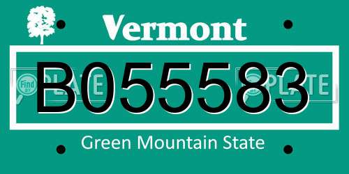 B055583 Vermont License Plate